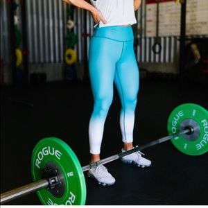 Zyia Teal Venom Ombré Metallic Leggings Light n Tight Hi-Rise 7/8 24"